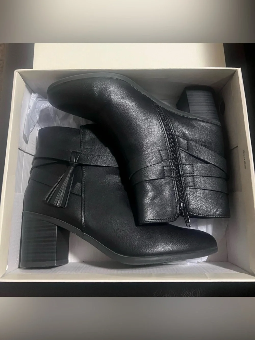 Style & Co. Black Tassel Strap Block Heel Ankle Boots